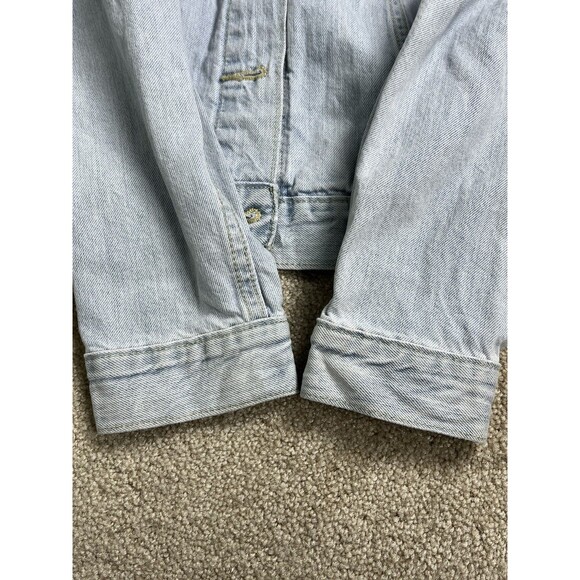 Levi’s‎ Women’s L cotton denim jacket white embroidered flowers Light Wash Blue - Picture 7 of 13